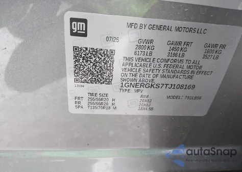 2026 Chevrolet Traverse Lt from USA, damaged, VIN 1GNERGKS7TJ108169